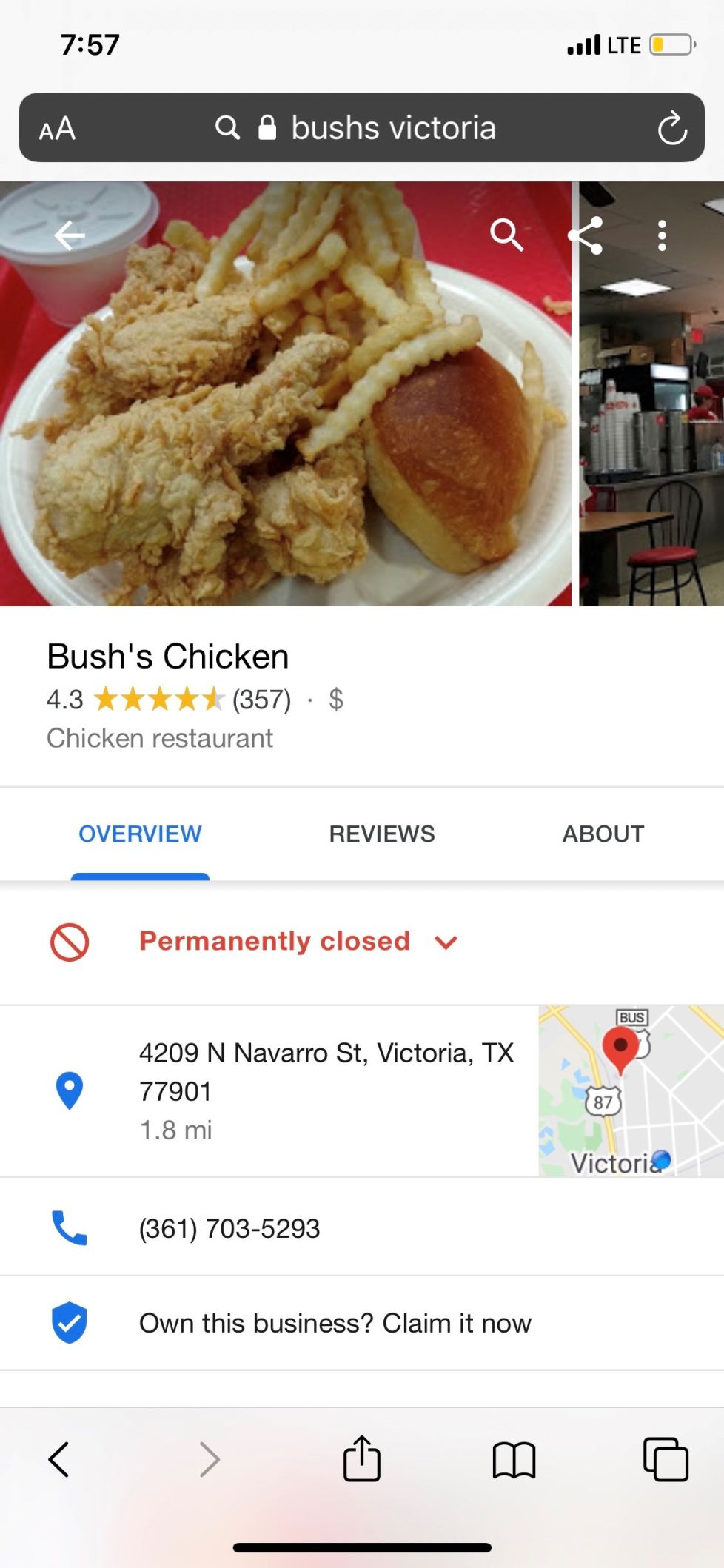 Bush's Chicken posts sign online